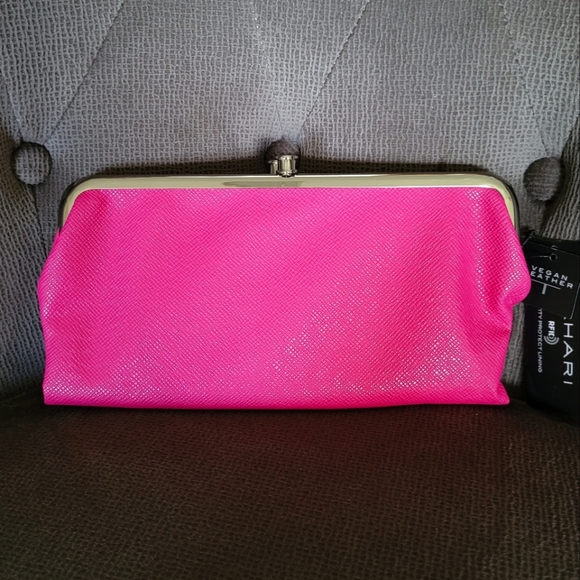 Tahari Hot🔥 Pink💕 Double✌️ Frame Clutch - NWT - Picture 3 of 14